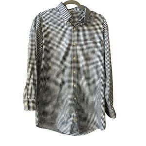 Men’s Peter Millar Black Check Long Sleeve Button Shirt Size Large